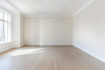Bright living room interior with white empty wall