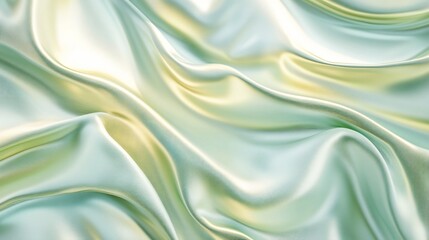 Obraz premium Smooth, flowing pastel green silk fabric with elegant drapes and soft light.