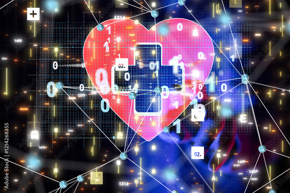 Poster digital medical futuristic interface 3d rendering