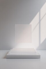 Fototapeta premium commercial photography for advertising campaign showcasing layered holographic panels floating in clean abstract space