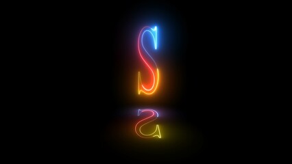 Glowing neon alphabet ''S'' with shadow. Educational concept with neon letter S. Shine text S the best digital illustration.