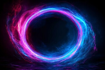 On a dark backdrop, a creative digital tech circle depicts big data and technology ideas in a 3D rendering style