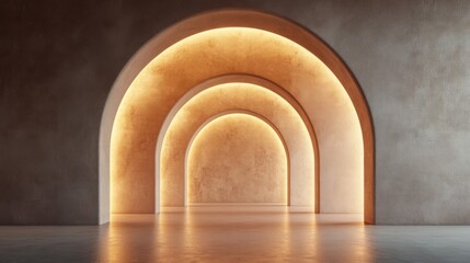 Illuminated Arches in Modern Building Interior