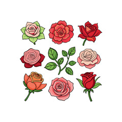 Rose Collection Element Clipart Vector Design Illustration