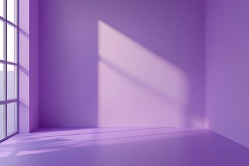 Horizontal space with bright mockup empty wall. Very peri lavender paint color