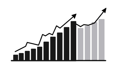 Bar chart with upward trend lines on white background