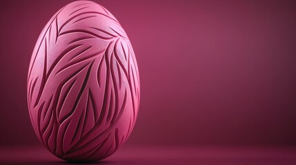 Fototapeta premium Elegant Pink Easter Egg with Intricate Carved Leaf Pattern Design