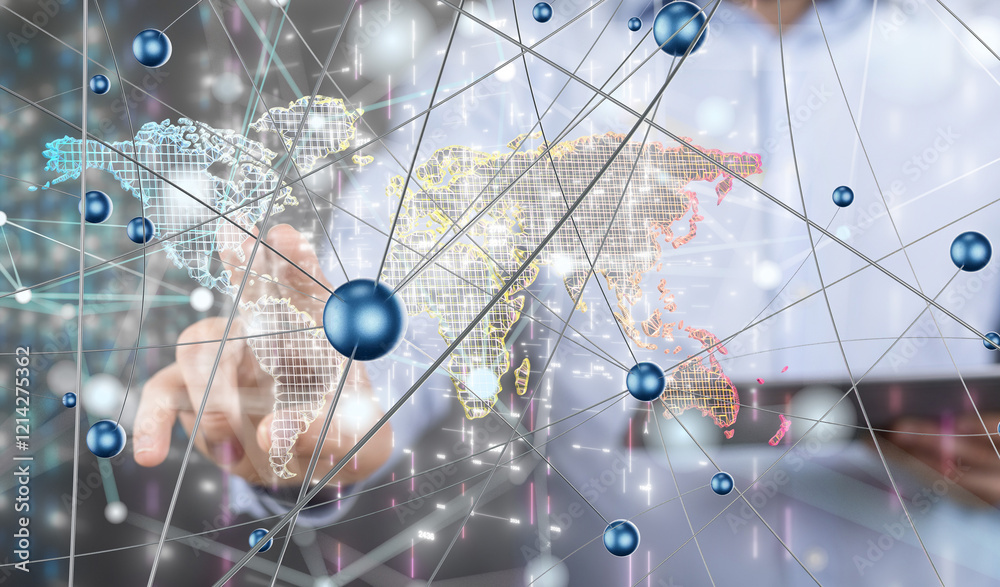 Poster conference digital network and data concept 3d