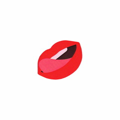 Female red lips, mouth icon, smile shape isolated