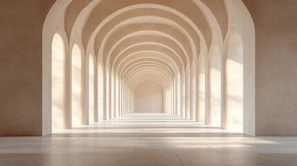 Sunlit Beige Archway Hallway Interior Design