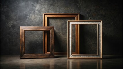 Empty Brown, Black & White Photo Frames Mockup - Low Light Photography