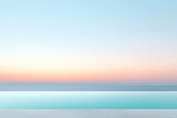 Fototapeta premium commercial photography for advertising campaign showcasing serene infinity pool overlooking turquoise ocean at sunrise