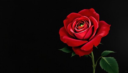 A Single Red Rose Against a Black Background: A Stunning Floral Image