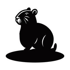 Capybara sits attentively, observing one line continuous