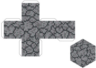 A colorful isometric vector illustration of pixelated cubes and blocks arranged in a playful, geometric pattern. Perfect for retro-style video games, creative designs, or crafting concepts