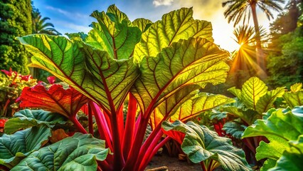 Obraz premium Exotic Garden Blooms: Gout Plant, Guatemala Rhubarb, & Australian Bottle Plant