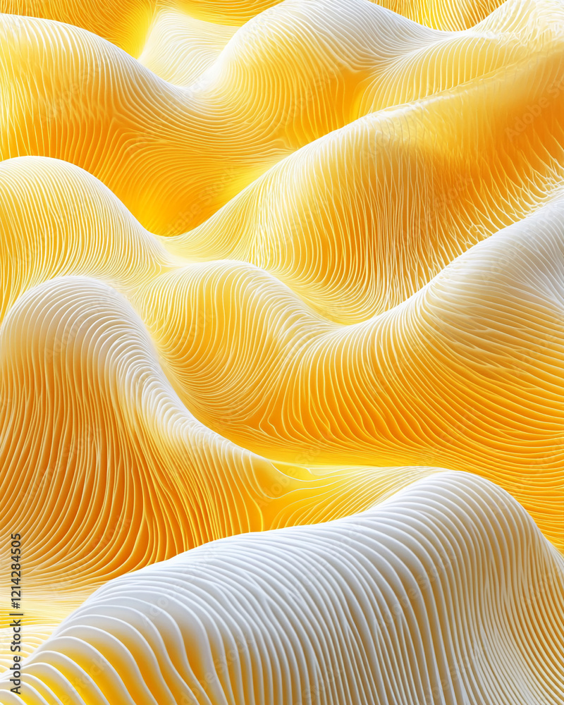 Aufkleber abstract yellow and white wave-like texture with intricate flowing patterns
