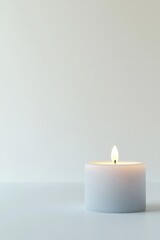 realistic 3d render of glossy candles with glowing flames surrounded by frosted accents displayed on clean white background