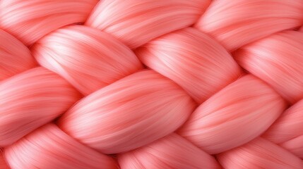 Close up Texture of a Soft Pink Braided Hair Detailed Woven Pattern Coral Hair Braid Background
