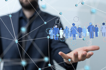 Global network. Blockchain. 3D illustration. Neural networks and artificial intelligence. Abstract  3d