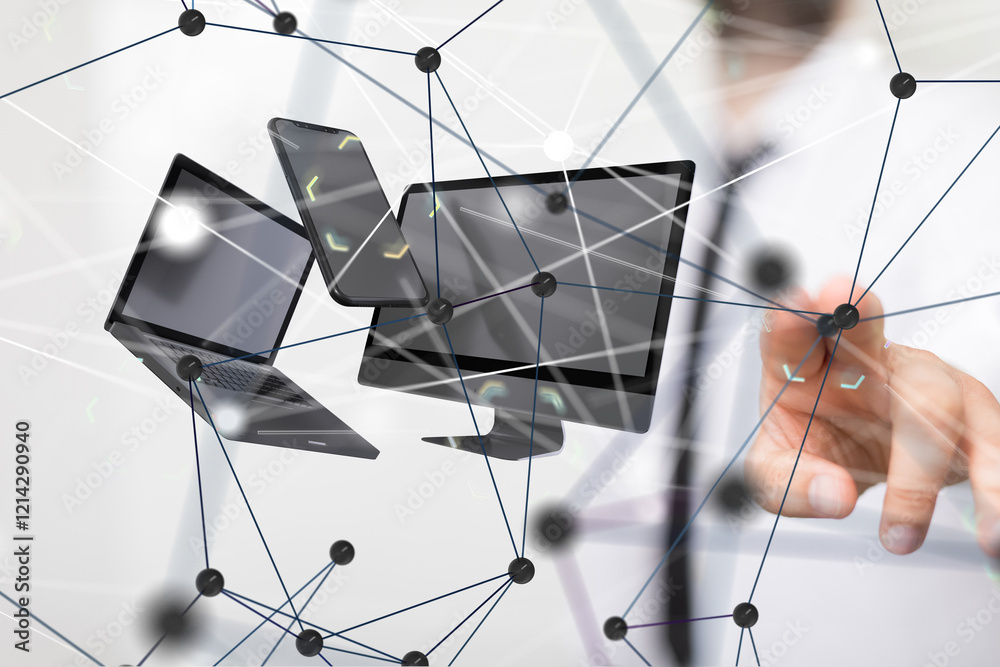 Aufkleber conference digital network and data concept 3d