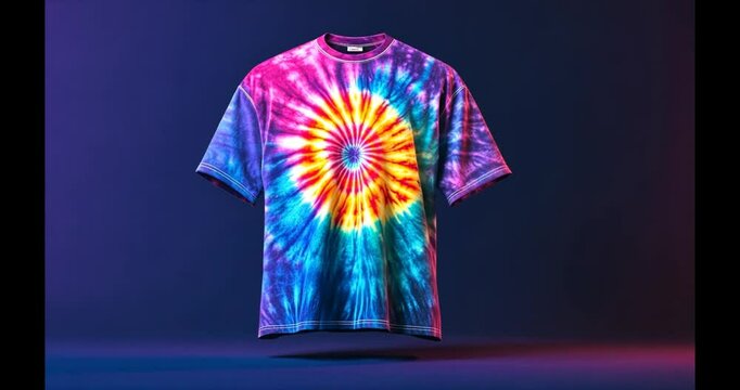 Tie-dye shirt, studio shot, colorful background, apparel mockup