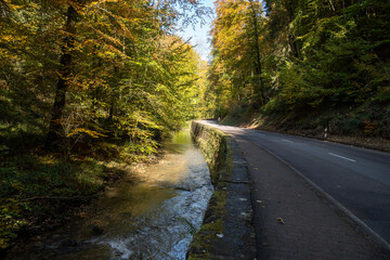 Scenic diversity of Mullerthal, Luxembourg's Little Switzerland, Schiessentumpel Cascade hiking routes, rock formations, forests, tourist destination in Europe