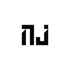 Obraz premium NJ monogram logo design letter text name symbol monochrome logotype alphabet character simple logo