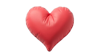 Heart pillow covered with synthetic leather isolated on transparent or white background.