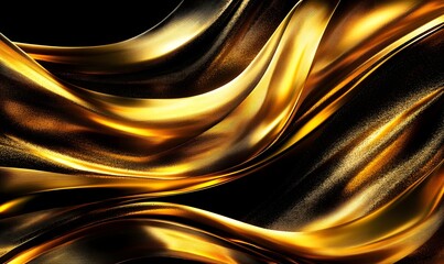 Gold fabric flowing, dark background, luxury texture, design element