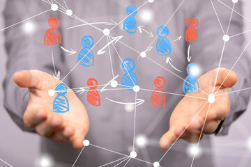 Global network. Blockchain. 3D illustration. Neural networks and artificial intelligence. Abstract