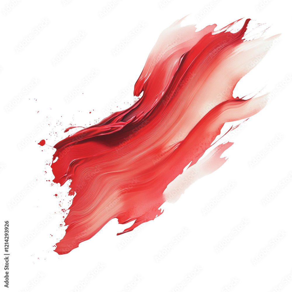 Poster An abstract image showcasing a dynamic swirl of red paint with textured strokes and a splash effect against a black background.