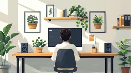 An online freelancer accidentally sends a love letter instead of an invoice in this humorous flat design illustration