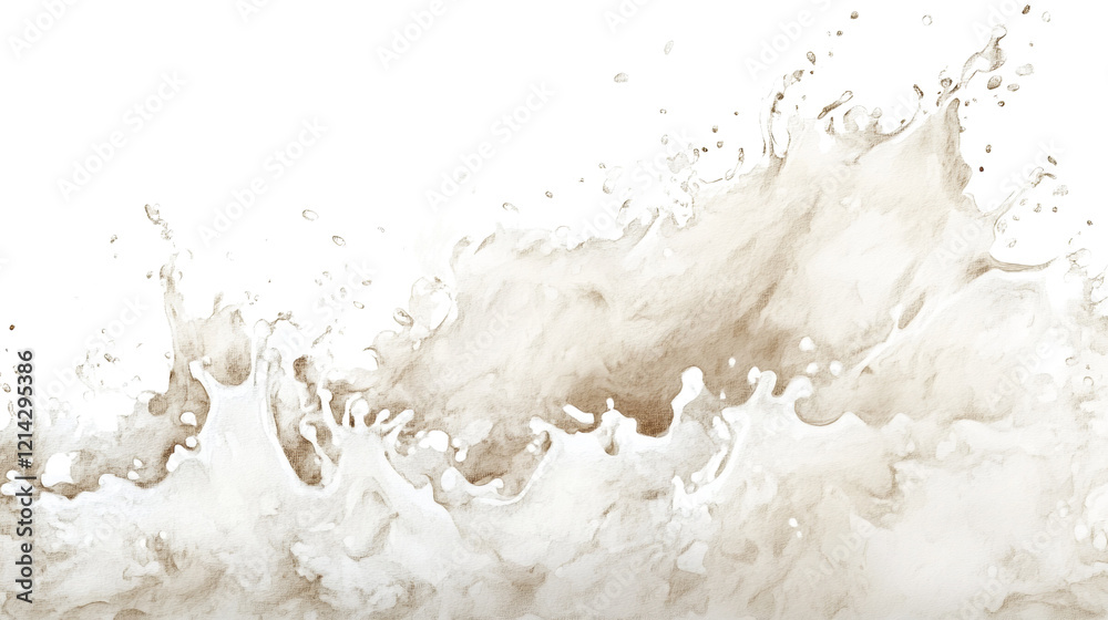 Aufkleber An abstract image depicting a dynamic splash of beige liquid against a stark black backdrop creating a visually striking contrast.