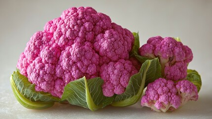 Vibrant Pink Cauliflower Close-up Still Life Photography