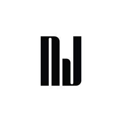 Obraz premium NJ monogram logo design letter text name symbol monochrome logotype alphabet character simple logo