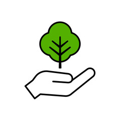 木と手のひらのアイコンイラスト