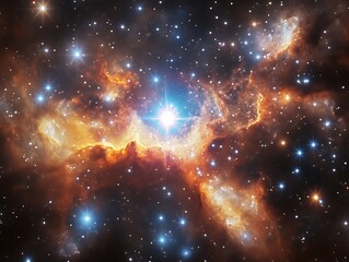 Bright star in a cosmic nebula.