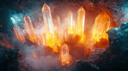 Fototapeta premium Glowing Crystals in a Mystical Cave
