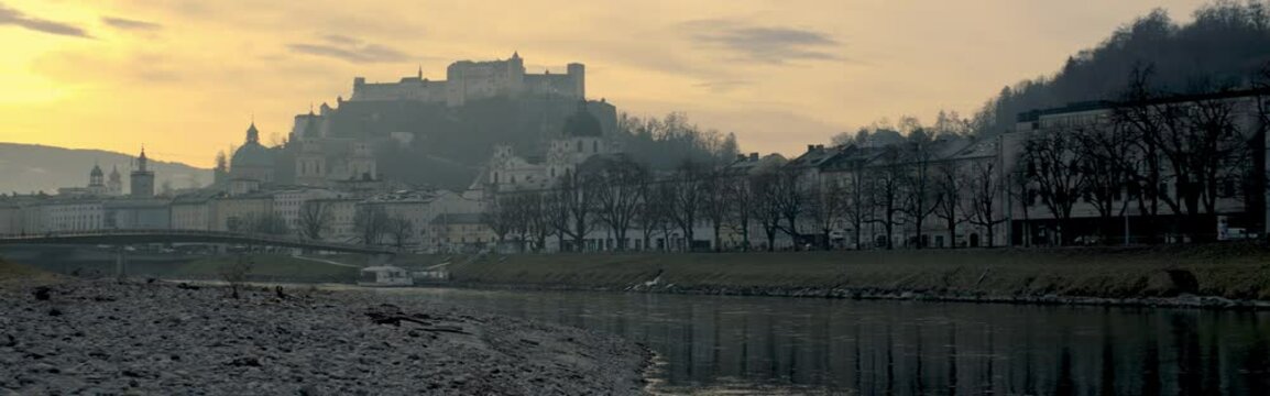 Salzburg city at sunrise in autumn