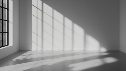 Obraz premium A large room with a window and a wall. The room is empty and has a very clean and simple design