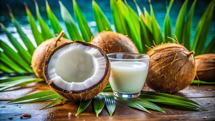 Fresh Coconut Halves, White Flesh, Tropical Fruit, Summer,  Exotic Food