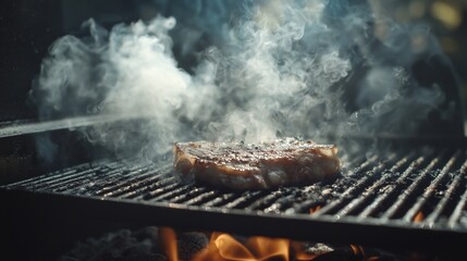 Flaming Steak on a Grill