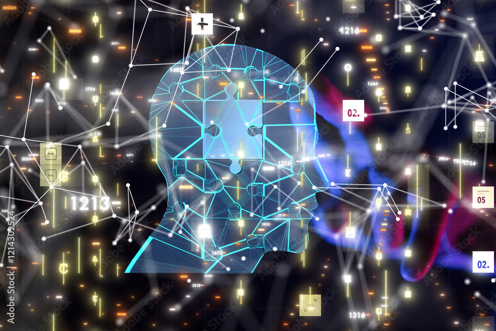 Poster digital medical futuristic interface 3d rendering