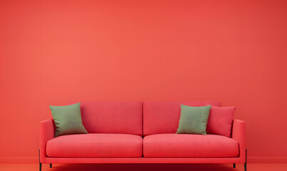 Fototapeta premium Modern minimalist couch design cozy living room furniture contemporary home wide angle stylish home decor