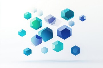 Fototapeta premium modern data visualization featuring 3d floating hexagonal segments in gradient blues and teals against minimal white background
