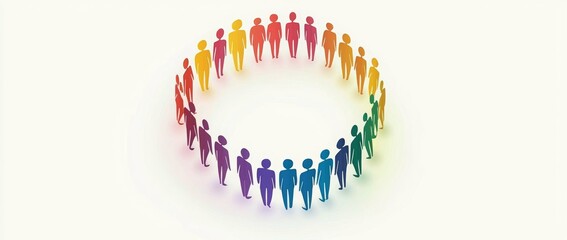 Dynamic Abstract Human Figures in Colorful Circle Formation