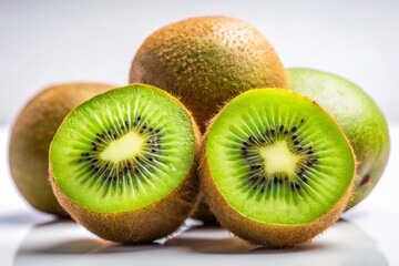 Fototapeta premium Fresh Kiwi Fruit on White Background - Vibrant, Juicy, Healthy Produce Stock Photo