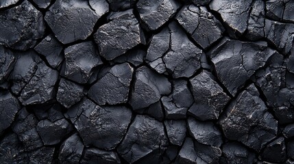 Fototapeta premium Textured black coal surface with cracked patterns