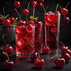 Cherry soda with bright red maraschino cherries.
